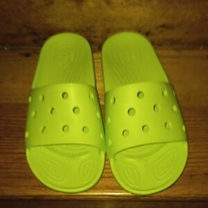 CROCS Neon Green Comfort Slides